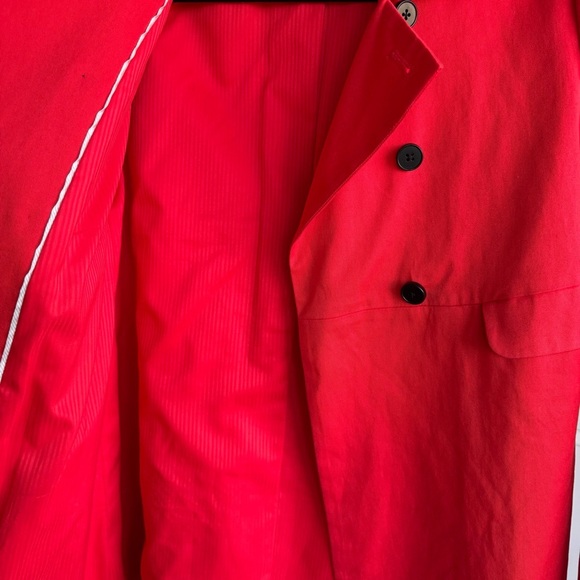 Club Monaco Vermillion Red Double Breasted Lightweight Cotton Trench Coat XS - Picture 6 of 7